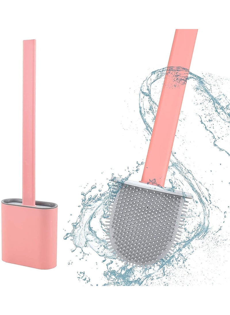 COOFANDY - COOFANDY Toilet Brush with Stand Silicone Flex Toilet Brush Bathroom Cleaning Supplies Household Cleaning Tools, Toilet Brushes for Western, Toilet Holder Stand, Western Toilet Brush for Cleaning - Image 1