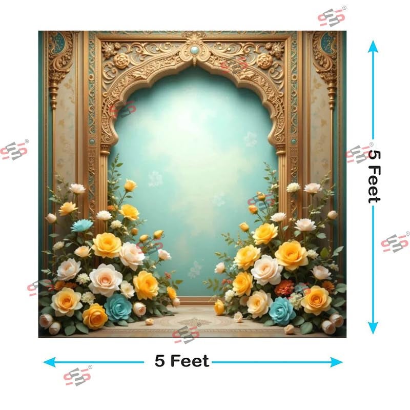 S2S Arch Yellow Rose Backdrop Cloth for Pooja Decoration Traditional, Background Decoration Cloth | Curtain Cloth for Festival, Functions & Ceremonies - (5 x 5 Feet) (Arch Yellow Rose) - Image 5