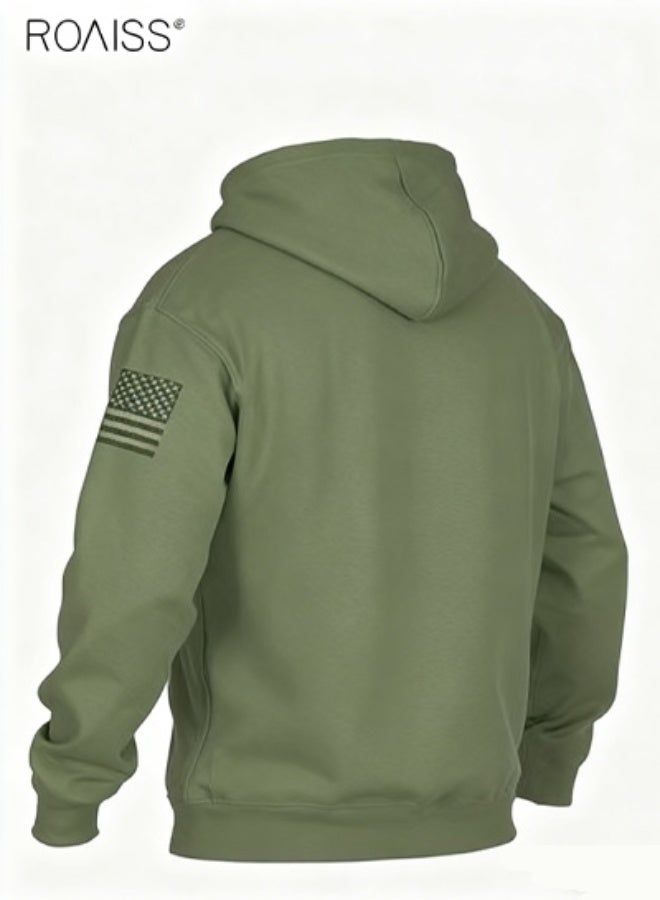 roaiss Men's Autumn Hooded Sweatshirt - Long Sleeve Casual Streetwear with Kangaroo Pocket Soft Fabric, Loose Comfort Fit, Ideal for Daily Wear and Outdoor Activities - Image 4