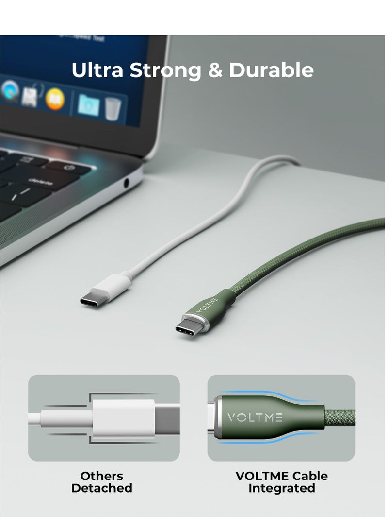 VOLTME 60W USB C to USB C Fast Charging Cable 1.0m - Dual Nylon Braided Cord, Type C PD Charger, Fast Charging, USB-C PD Cable, Durable Braided Cord, Compatible with iPhone Air, iPhone 17 / 17 Pro / 17 Pro Max, iPhone 16 / 16 Pro / 16 Pro Max, iPhone 15, iPad Pro / Air, MacBook Pro / Air, Dell XPS, Lenovo ThinkPad X1, Asus ROG, HP Spectre, Samsung Galaxy 25 / 24 / 23 Ultra, Huawei P60, Xiaomi 14 / 13, Google Pixel 9 / 8, Tablets and More - Green - Image 5