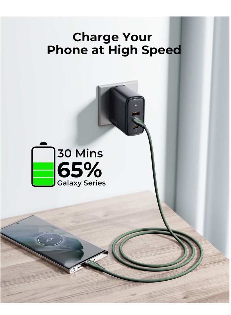 VOLTME 60W USB C to USB C Fast Charging Cable 1.0m - Dual Nylon Braided Cord, Type C PD Charger, Fast Charging, USB-C PD Cable, Durable Braided Cord, Compatible with iPhone Air, iPhone 17 / 17 Pro / 17 Pro Max, iPhone 16 / 16 Pro / 16 Pro Max, iPhone 15, iPad Pro / Air, MacBook Pro / Air, Dell XPS, Lenovo ThinkPad X1, Asus ROG, HP Spectre, Samsung Galaxy 25 / 24 / 23 Ultra, Huawei P60, Xiaomi 14 / 13, Google Pixel 9 / 8, Tablets and More - Green - Image 4