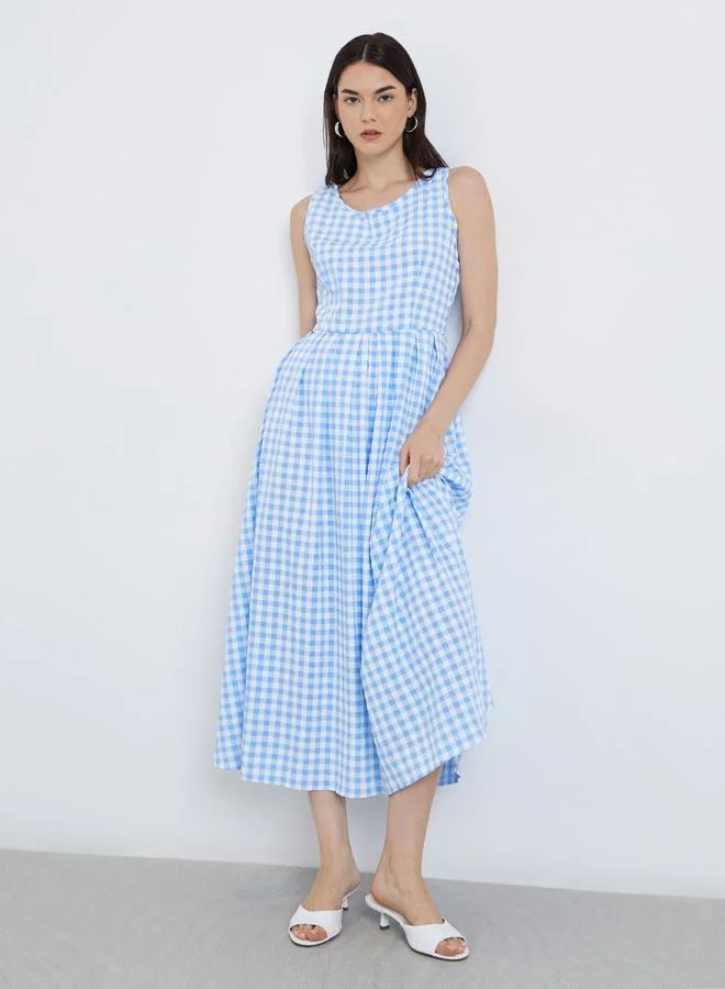 Take Two Take Two Gingham Print Sleeveless Midi Dress