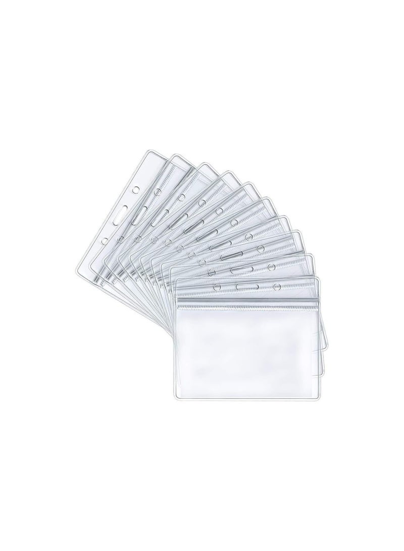 GGOOT 40 PCS Plastic Card Holder, Transparent Clear Horizontal Waterproof Name Tag Badge ID Card Holders ID Badge Card Plastic Wallets Pocket Holder Double Sided Badge Holders Lanyard Card Holder  - Image 1