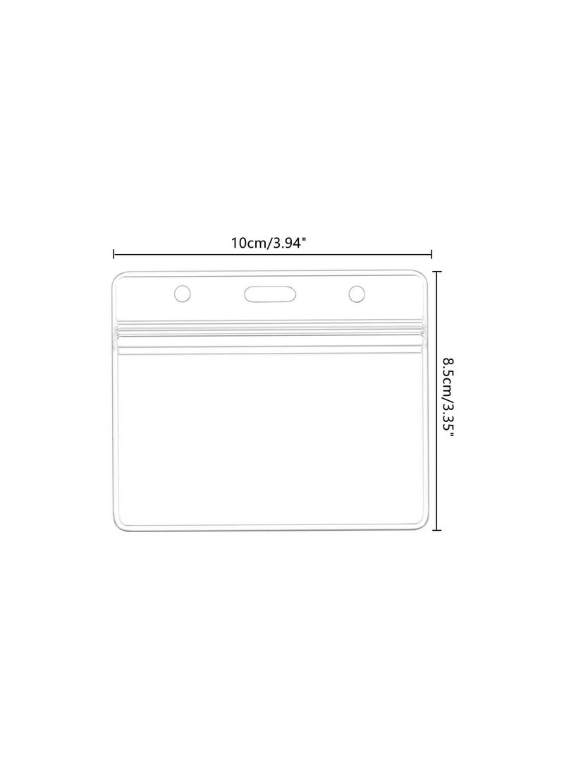 GGOOT 40 PCS Plastic Card Holder, Transparent Clear Horizontal Waterproof Name Tag Badge ID Card Holders ID Badge Card Plastic Wallets Pocket Holder Double Sided Badge Holders Lanyard Card Holder  - Image 2