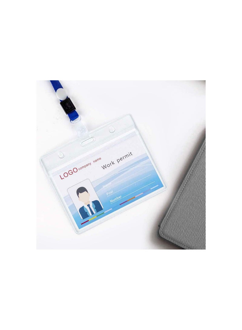 GGOOT 40 PCS Plastic Card Holder, Transparent Clear Horizontal Waterproof Name Tag Badge ID Card Holders ID Badge Card Plastic Wallets Pocket Holder Double Sided Badge Holders Lanyard Card Holder  - Image 5