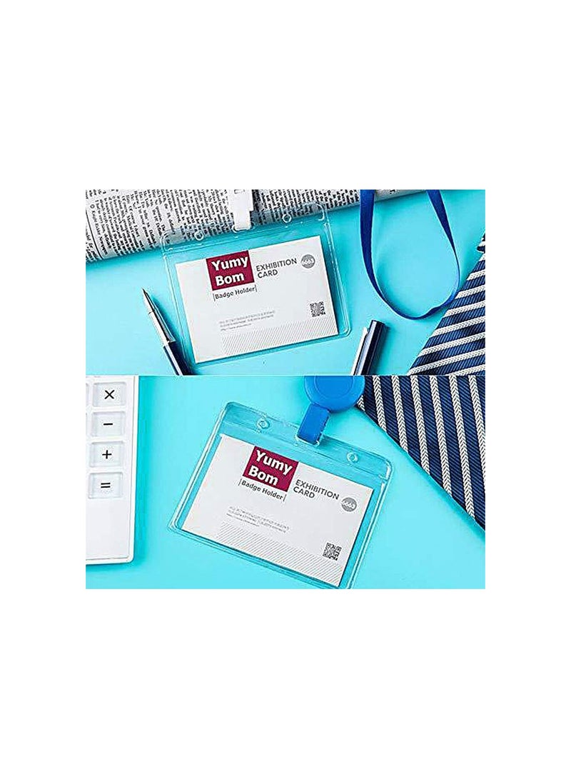 GGOOT 40 PCS Plastic Card Holder, Transparent Clear Horizontal Waterproof Name Tag Badge ID Card Holders ID Badge Card Plastic Wallets Pocket Holder Double Sided Badge Holders Lanyard Card Holder  - Image 4