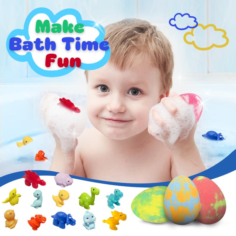 Lisotera Easter Bath Bombs for Kids with Surprise Toys Inside, 12 Pack Dino Egg Bath Bombs with Dinosaur Suction Cup Toys, Easter Basket Stuffers Gifts for Boys Girls, Bubble Bath Fizzy Ball for Kids Birthday - Image 3