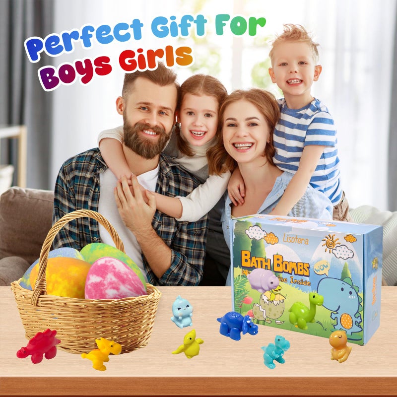 Lisotera Easter Bath Bombs for Kids with Surprise Toys Inside, 12 Pack Dino Egg Bath Bombs with Dinosaur Suction Cup Toys, Easter Basket Stuffers Gifts for Boys Girls, Bubble Bath Fizzy Ball for Kids Birthday - Image 5