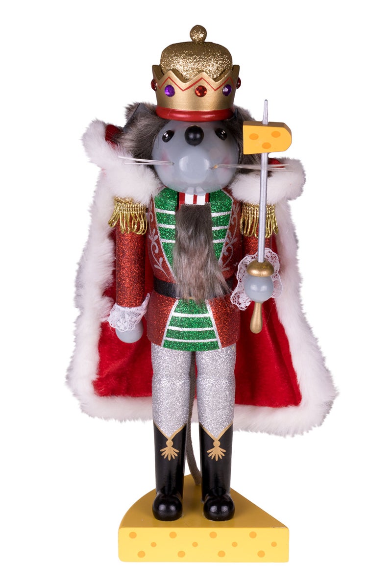 Clever Creations Mouse King 14 Inch Traditional Wooden Nutcracker Festive Christmas Dcor for Shelves and Tables