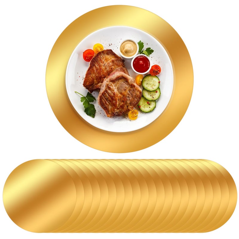 Etersky 50PCS Gold Paper Placemats for Dinner Plates, 13 Inch Round Disposable Chargers, Shiny Holiday Place Mat for Dining Table Setting Valentine's Day Weddings Birthday Parties Kitchen Banquet Decor - Image 1