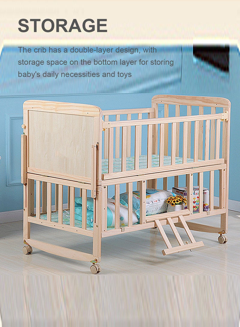 ما بيبي سرير هزاز متعدد الوظائف للطفل، سرير هزاز متعدد الوظائف للطفل، سرير أطفال صغار من الخشب الصلب، سرير خشب بطابقين، سرير أطفال متأرجح - Image 3