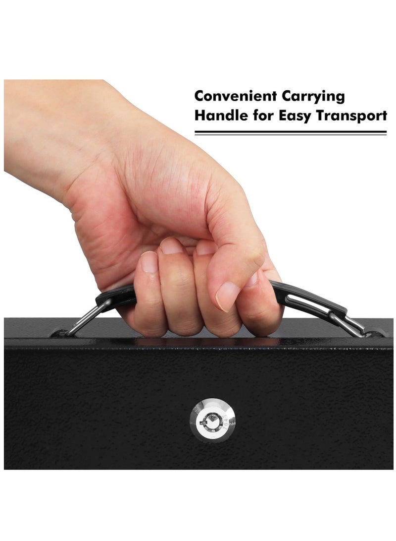 Fireproof Document Box with Key Lock, Safe Storage Box for Valuables, Fire Resistance Security Chest, Fireproof Box for Documents, Passport, Cash, Tablet, Exterior 12.8'' x 8.4'' x 4.5'' Black - Image 5