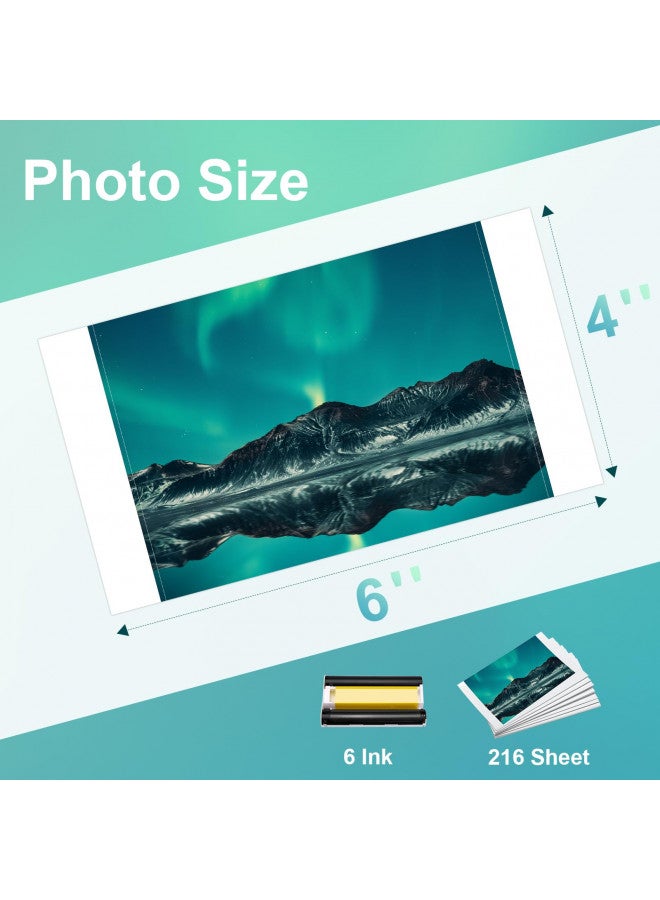 Label KINGDOM 2 Pack Compatible with Canon Selphy CP1300 Ink and Paper, KP-108IN 6 Color Ink Cassette and 216 Sheets 4x6 Photo Paper Glossy for Selphy CP1500, CP1200, CP910, CP910, CP900,CP800 Photo Printer - Image 3