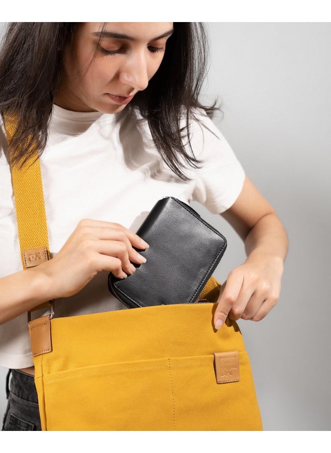 DailyObjects DailyObjects Check-in Travel Passport Wallet Cover for Men and Women | Passport Cover with Zip Around Closure Made of Vegan Leather | Passport Holder with Credit Debit Card Slots - Black  - Image 3