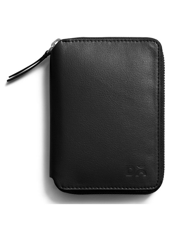 DailyObjects DailyObjects Check-in Travel Passport Wallet Cover for Men and Women | Passport Cover with Zip Around Closure Made of Vegan Leather | Passport Holder with Credit Debit Card Slots - Black  - Image 1