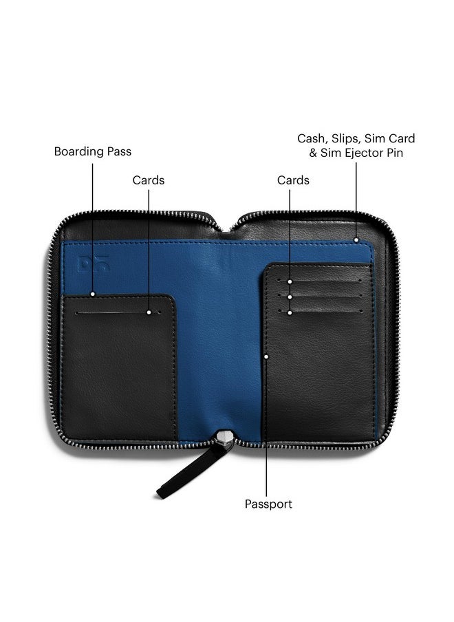 DailyObjects DailyObjects Check-in Travel Passport Wallet Cover for Men and Women | Passport Cover with Zip Around Closure Made of Vegan Leather | Passport Holder with Credit Debit Card Slots - Black  - Image 2