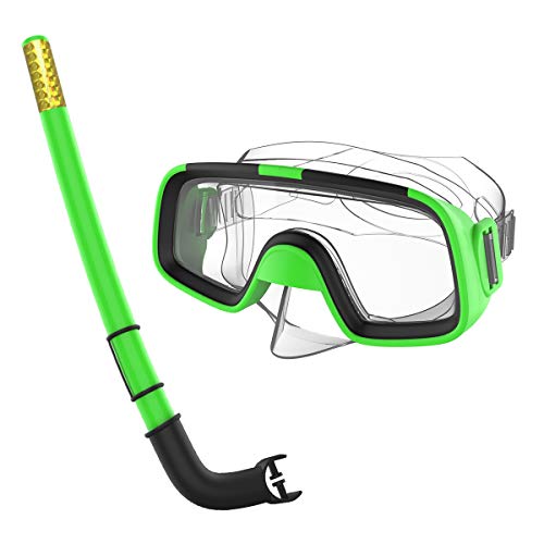 Herbalcandybox Children Kids Swimming Diving Snorkel Breathing Tube Fins Scuba Eyeglasses Set,Green - Image 4