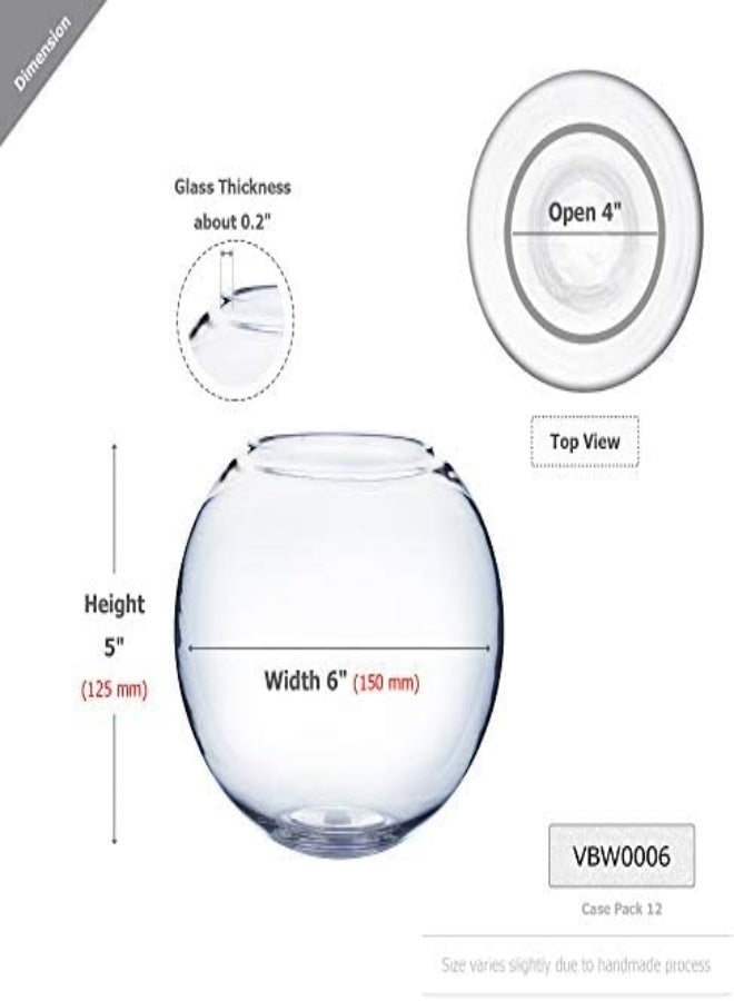 AKDC Wgv Bowl Glass Vase, Diameter 6", Height 5", Open Width 4", (Multiple Sizes Choices) Clear Bubble Planter Terrarium Fish Bowl For Wedding Event Home Decor, 1 Piece (Vbw0006) - Image 3