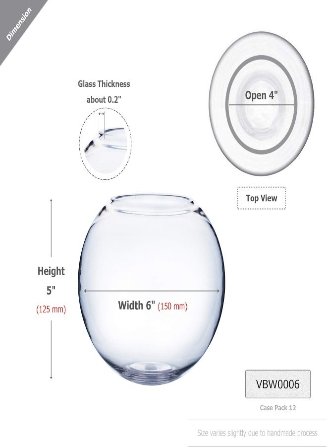 AKDC Wgv Bowl Glass Vase, Diameter 6", Height 5", Open Width 4", (Multiple Sizes Choices) Clear Bubble Planter Terrarium Fish Bowl For Wedding Event Home Decor, 1 Piece (Vbw0006) - Image 2