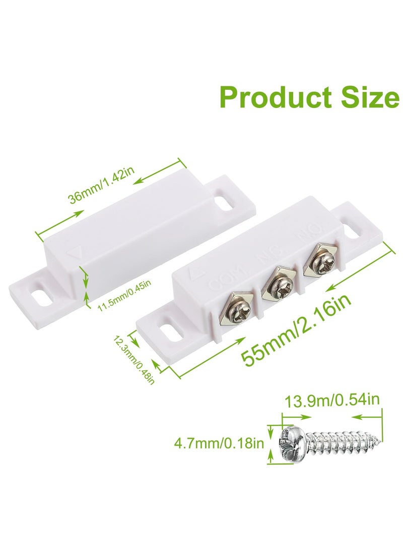 SYOSI - Magnetic Reed Switch, Normally Open and Normally Closed NC NO Magnetic Proximity Switch for Door Alarm, Window Safety, Agnetic Door Switch for DC 5V 12V 24V Light (White, 2 Pack) - Image 1