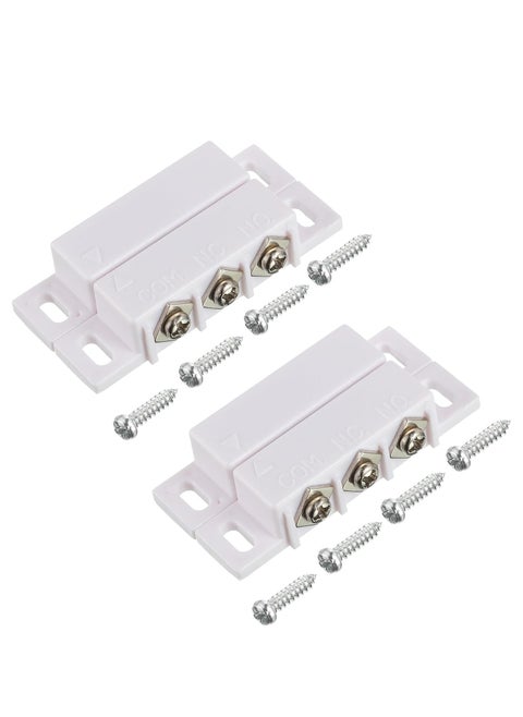 Magnetic Reed Switch, Normally Open and Normally Closed NC NO Magnetic Proximity Switch for Door Alarm, Window Safety, Agnetic Door Switch for DC 5V 12V 24V Light (White, 2 Pack)
