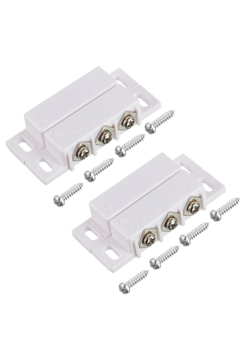 SYOSI - Magnetic Reed Switch, Normally Open and Normally Closed NC NO Magnetic Proximity Switch for Door Alarm, Window Safety, Agnetic Door Switch for DC 5V 12V 24V Light (White, 2 Pack) - Image 1
