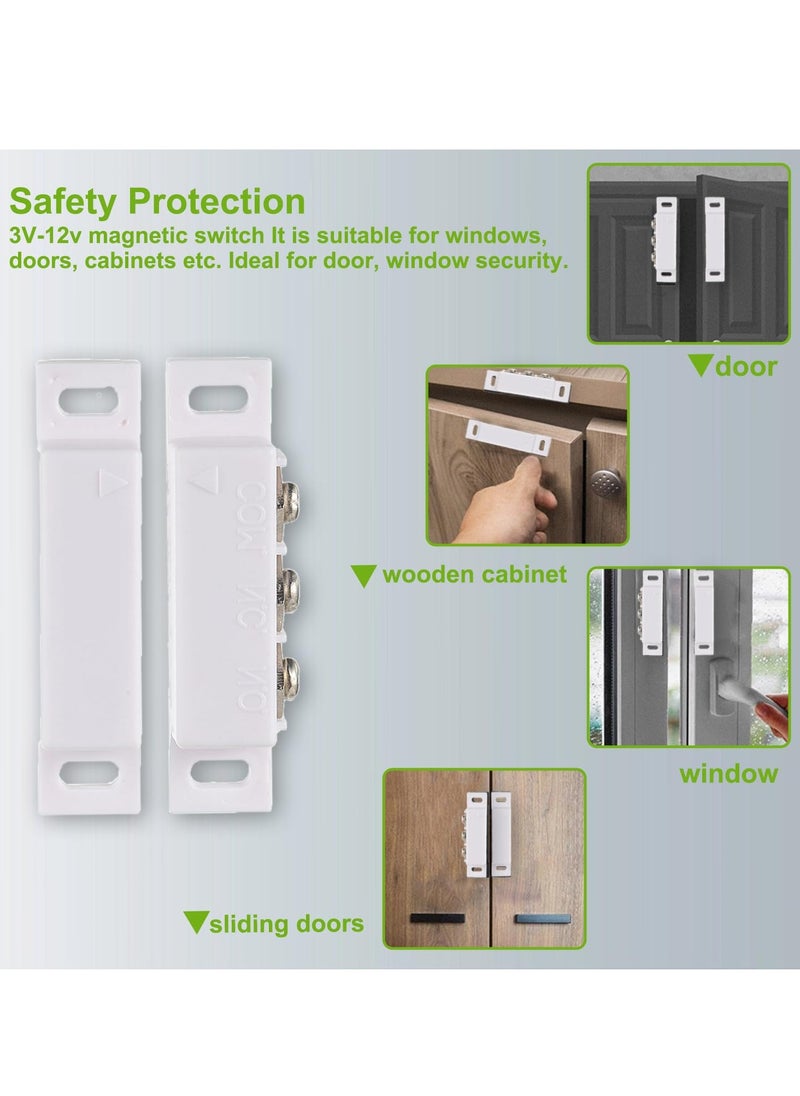 SYOSI - Magnetic Reed Switch, Normally Open and Normally Closed NC NO Magnetic Proximity Switch for Door Alarm, Window Safety, Agnetic Door Switch for DC 5V 12V 24V Light (White, 2 Pack) - Image 1