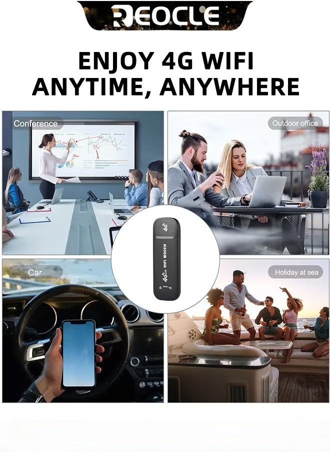 محول شبكة 4G LTE USB عالي السرعة لاسلكي واي فاي نقطة اتصال مودم عصا محول شبكة صغير مع وظيفة مشاركة نقطة اتصال واي فاي والتوصيل والتشغيل
