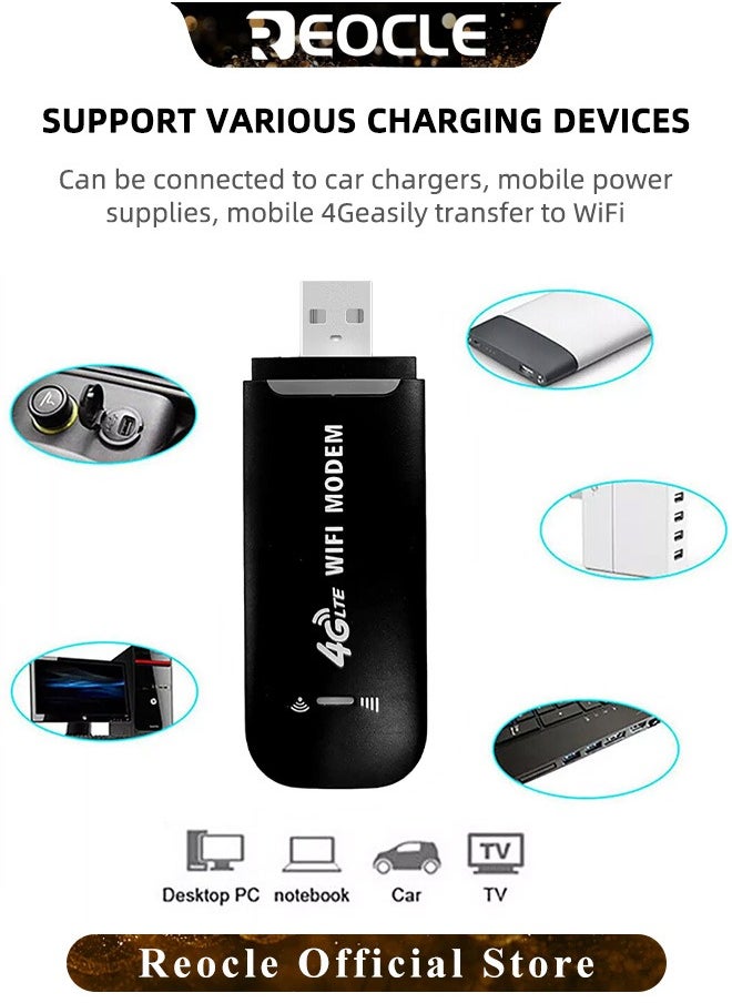 ريوكل - محول شبكة 4G LTE USB عالي السرعة لاسلكي واي فاي نقطة اتصال مودم عصا محول شبكة صغير مع وظيفة مشاركة نقطة اتصال واي فاي والتوصيل والتشغيل - Image 1