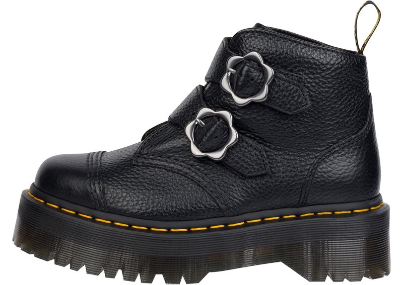 Dr Martens Dr. Martens Women's Devon FLWR Ankle Boot, Black Milled Nappa, 6 - Image 2