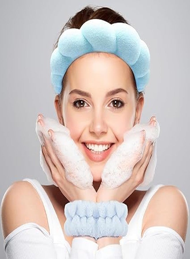 NETZILLA NAVA PAVA 1Pcs Facial Spa Headband 2Pcs Wristband Combo Set, Pink Makeup Headband and Wrist Washband Set for Face Washing, Skincare, Shower, Makeup Removal - Image 2