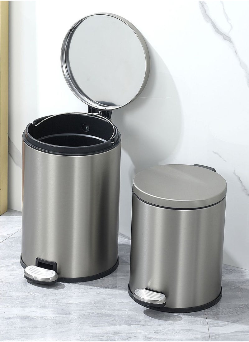 CityRiya-Long Trash Can Stainless Steel Kitchen Step Trash Can 12L Kitchen Waste Bin Garbage Can Step Pedal Bathroom Trash Can with Foot Pedal Slim Wastebasket Trash Bin for Toilet, Office, Bedroom, Bathroom  - Image 3