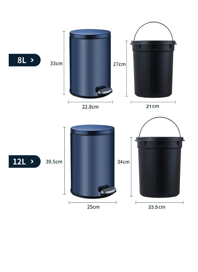 CityRiya-Long Trash Can Stainless Steel Kitchen Step Trash Can 12L Kitchen Waste Bin Garbage Can Step Pedal Bathroom Trash Can with Foot Pedal Slim Wastebasket Trash Bin for Toilet, Office, Bedroom, Bathroom  - Image 4