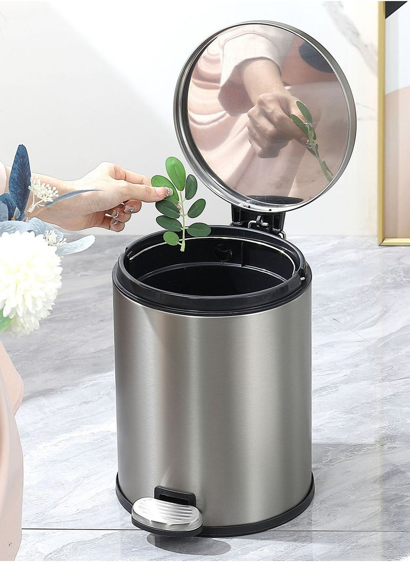 CityRiya-Long Trash Can Stainless Steel Kitchen Step Trash Can 12L Kitchen Waste Bin Garbage Can Step Pedal Bathroom Trash Can with Foot Pedal Slim Wastebasket Trash Bin for Toilet, Office, Bedroom, Bathroom  - Image 2