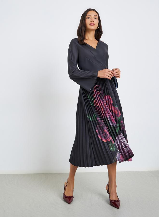 ستايلي فستان ميدي بطبعة زهور وأكمام طويلة - Image 3