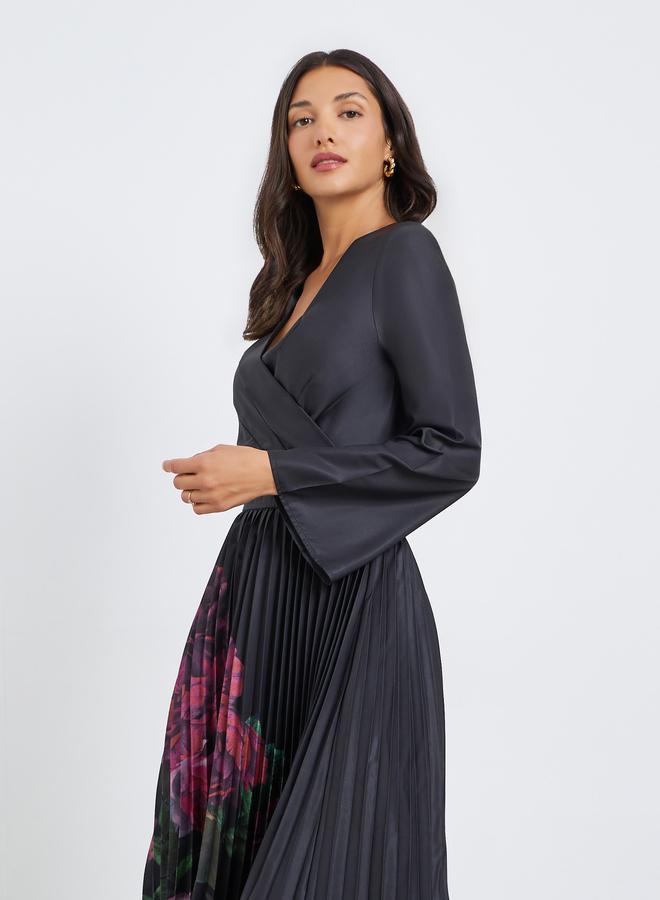 ستايلي فستان ميدي بطبعة زهور وأكمام طويلة - Image 2