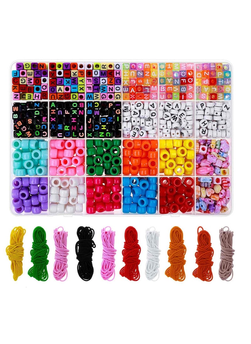 SYOSI - Bead Bracelet Making Kit Bead Friendship Bracelets Kit with Pony Beads Letter Beads Charm Beads and Elastic String for Bracelet and Jewelry Making DIY - Image 1