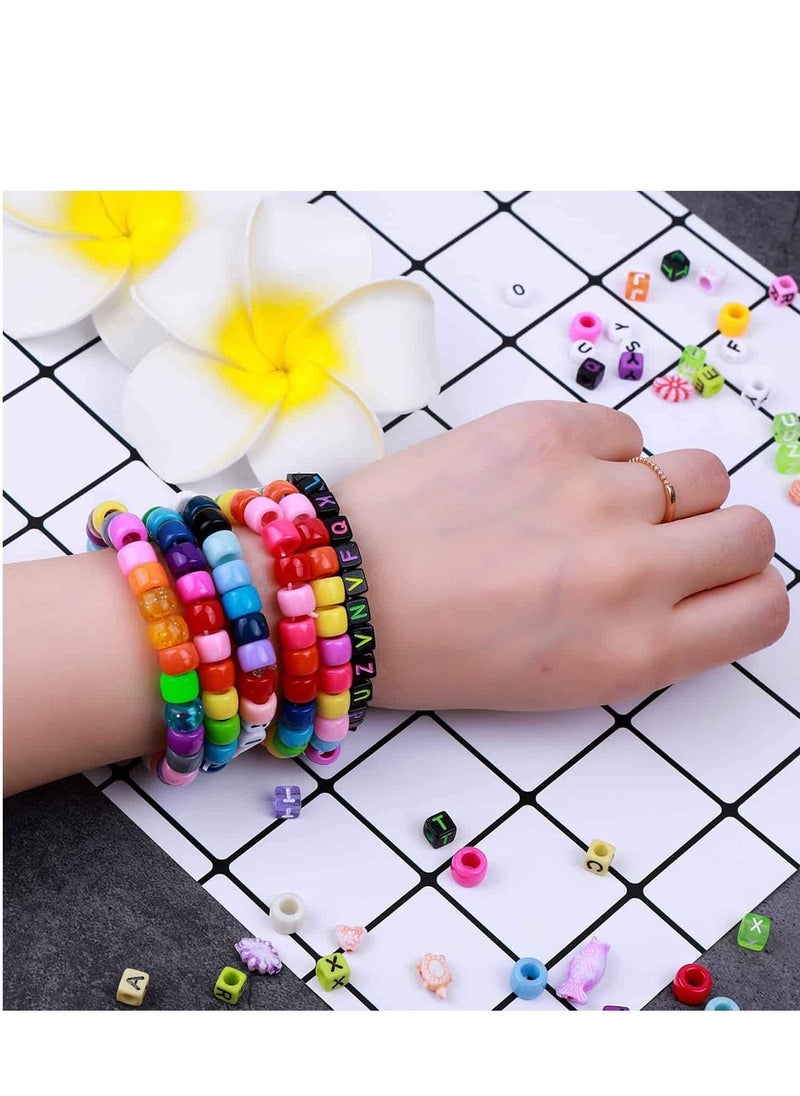 SYOSI - Bead Bracelet Making Kit Bead Friendship Bracelets Kit with Pony Beads Letter Beads Charm Beads and Elastic String for Bracelet and Jewelry Making DIY - Image 1