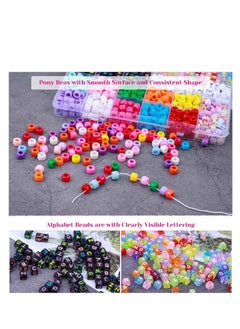SYOSI Bead Bracelet Making Kit Bead Friendship Bracelets Kit with Pony Beads Letter Beads Charm Beads and Elastic String for Bracelet and Jewelry Making DIY  - Image 2