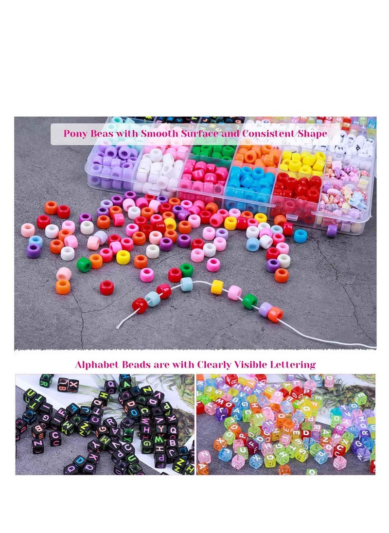 SYOSI - Bead Bracelet Making Kit Bead Friendship Bracelets Kit with Pony Beads Letter Beads Charm Beads and Elastic String for Bracelet and Jewelry Making DIY - Image 1