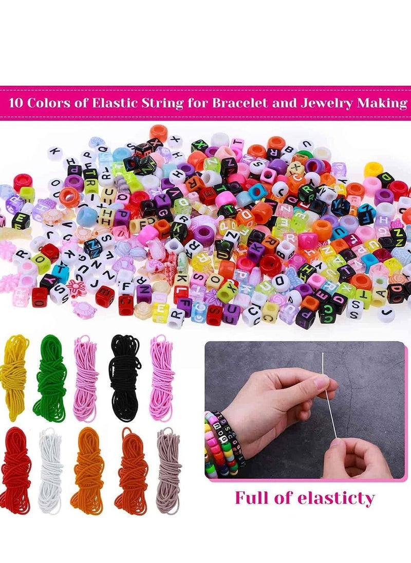 SYOSI - Bead Bracelet Making Kit Bead Friendship Bracelets Kit with Pony Beads Letter Beads Charm Beads and Elastic String for Bracelet and Jewelry Making DIY - Image 1