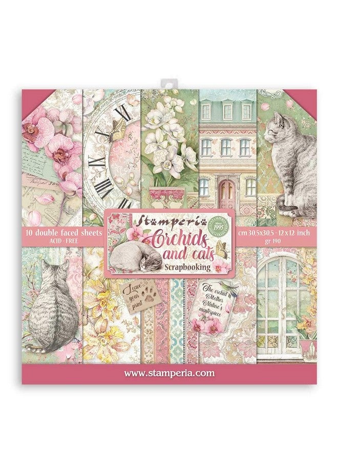 STAMPERIA Intl Paper Pad 12X12 10Pk Orchid/Cat 30.5 X 30.5 Various - Image 1