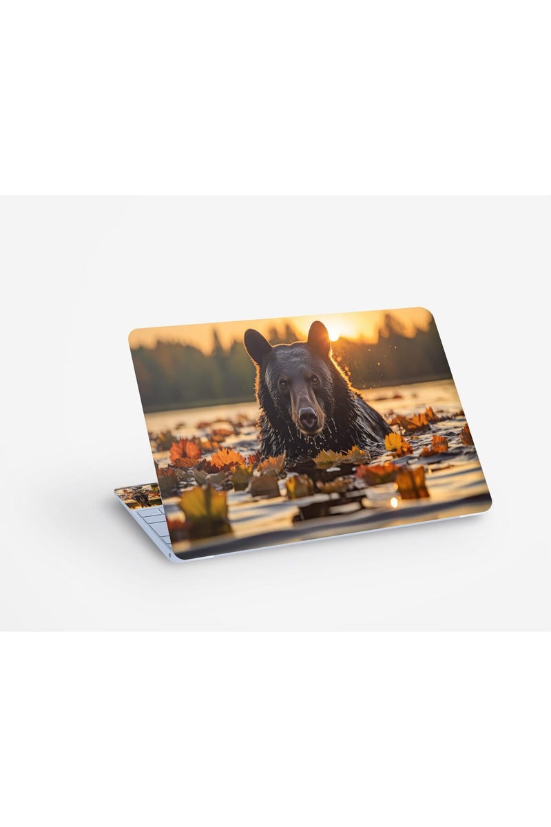 Bear Sunset Animal, Laptop Skin Sticker Decal - Image 1