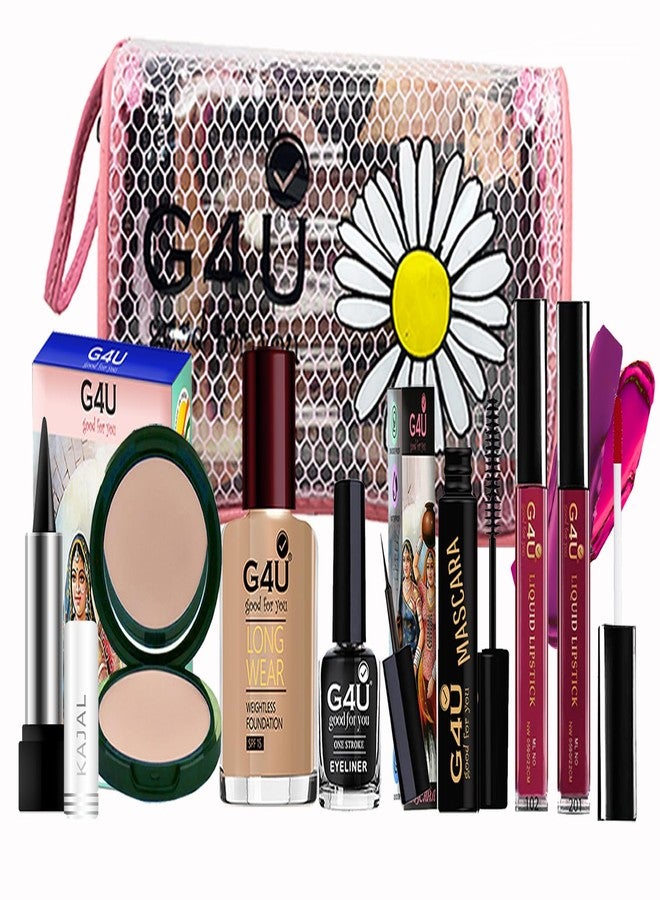 G4U All in One Makeup Kit With Pouch Gift Set for Women & Girls, Basic Cosmetics Kit for Beginner & Professionals Pack of 8 Pcs A23012055 - Image 1