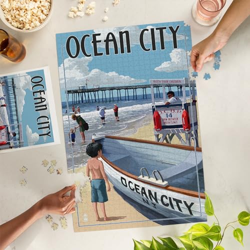 Lantern Press Ocean City New Jersey Lifeguard Stand 1000 Piece Jigsaw Puzzle for Adults Made in USA with Reference Poster - Image 5