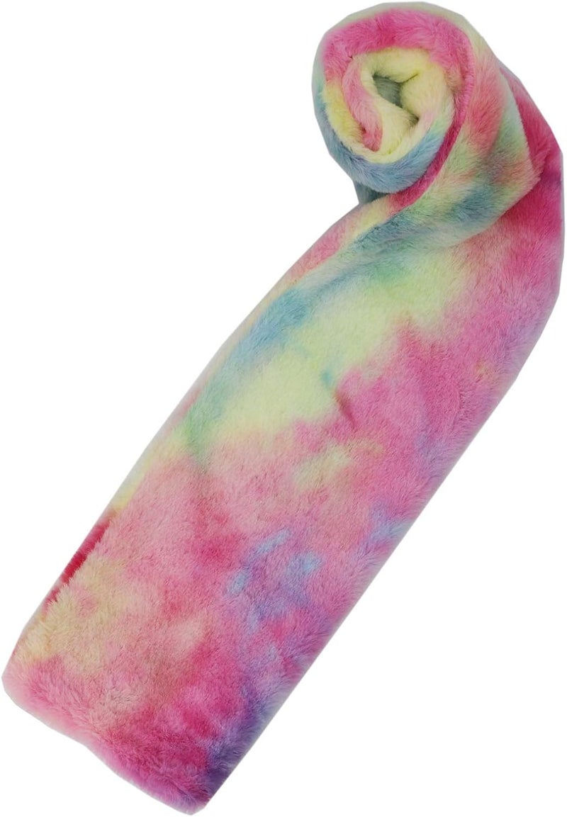 Newfancy Kids Winter Rainbow Scarf Gradient Cross Tie Collar Fluffy Fur Plush Shawl Wrap Neck Warmer for Toddler Girls Boys - Image 3