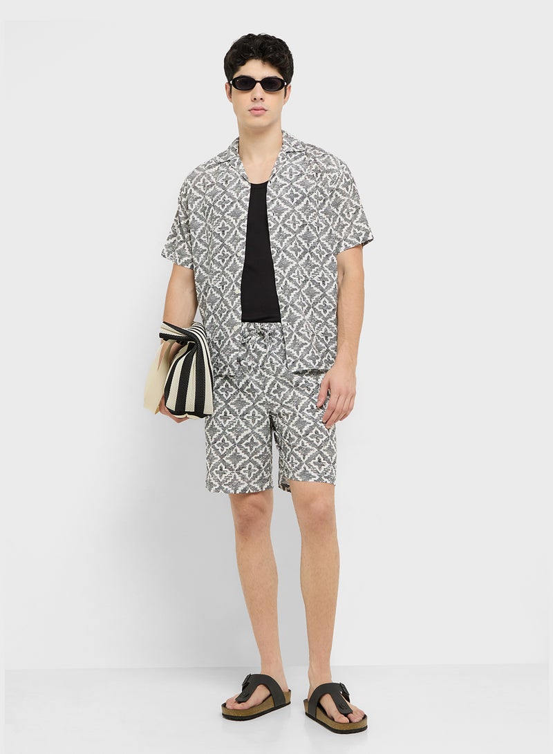JACK & JONES JORSEERSUCKER AOP SHIRT/SHORTS SET MP - Image 5