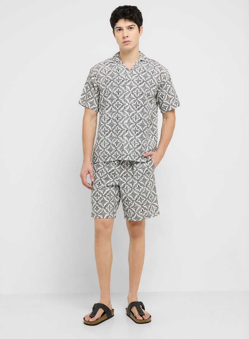 JACK & JONES JORSEERSUCKER AOP SHIRT/SHORTS SET MP - Image 1