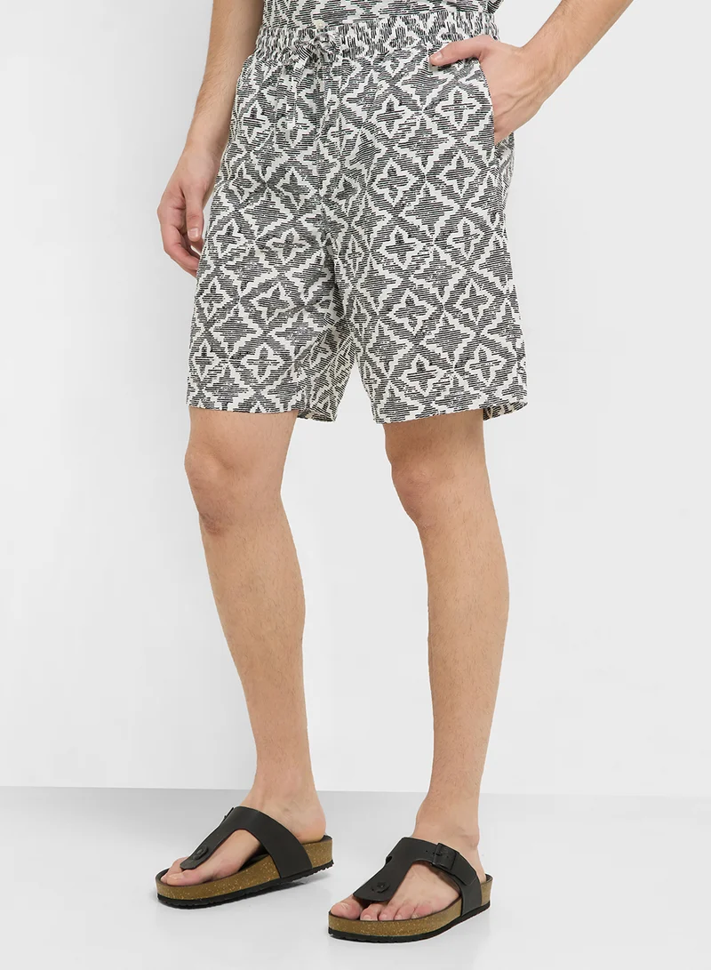 JACK & JONES JORSEERSUCKER AOP SHIRT/SHORTS SET MP