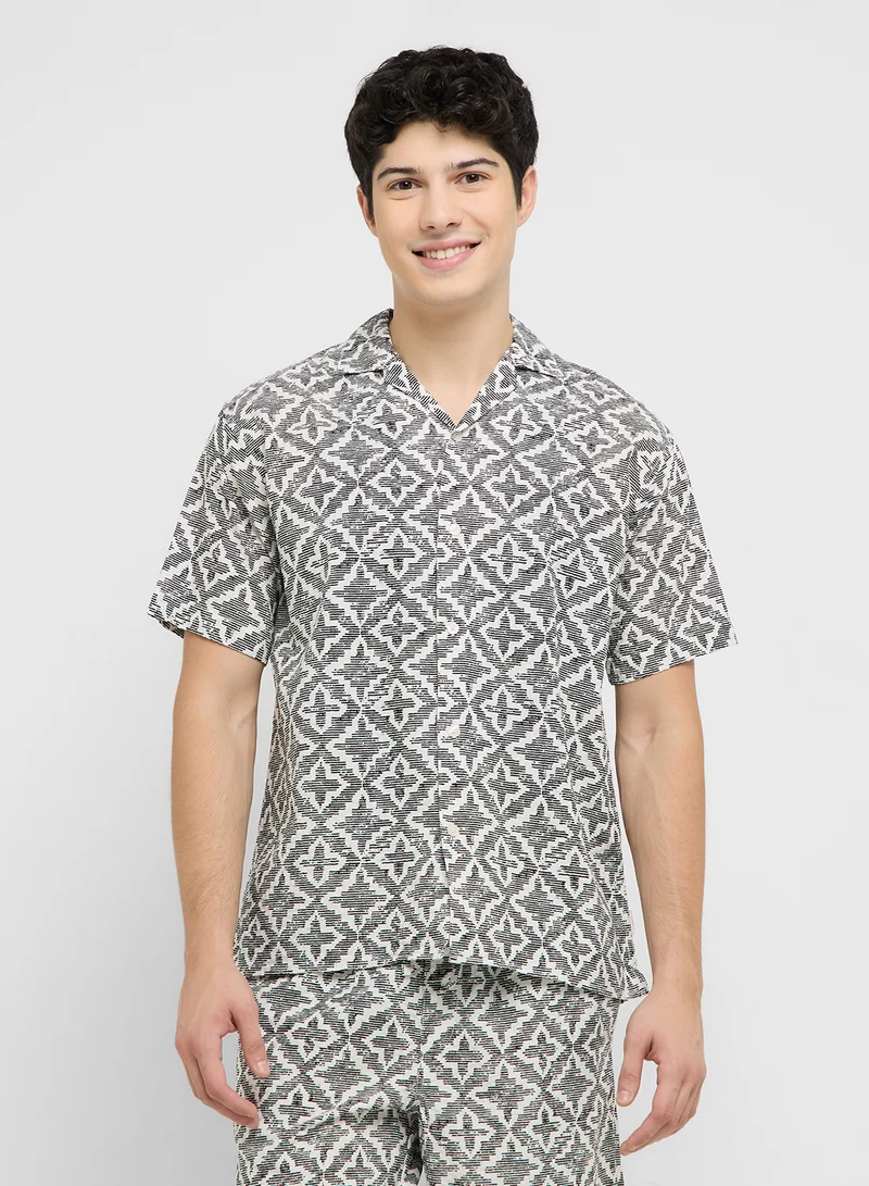 JACK & JONES JORSEERSUCKER AOP SHIRT/SHORTS SET MP